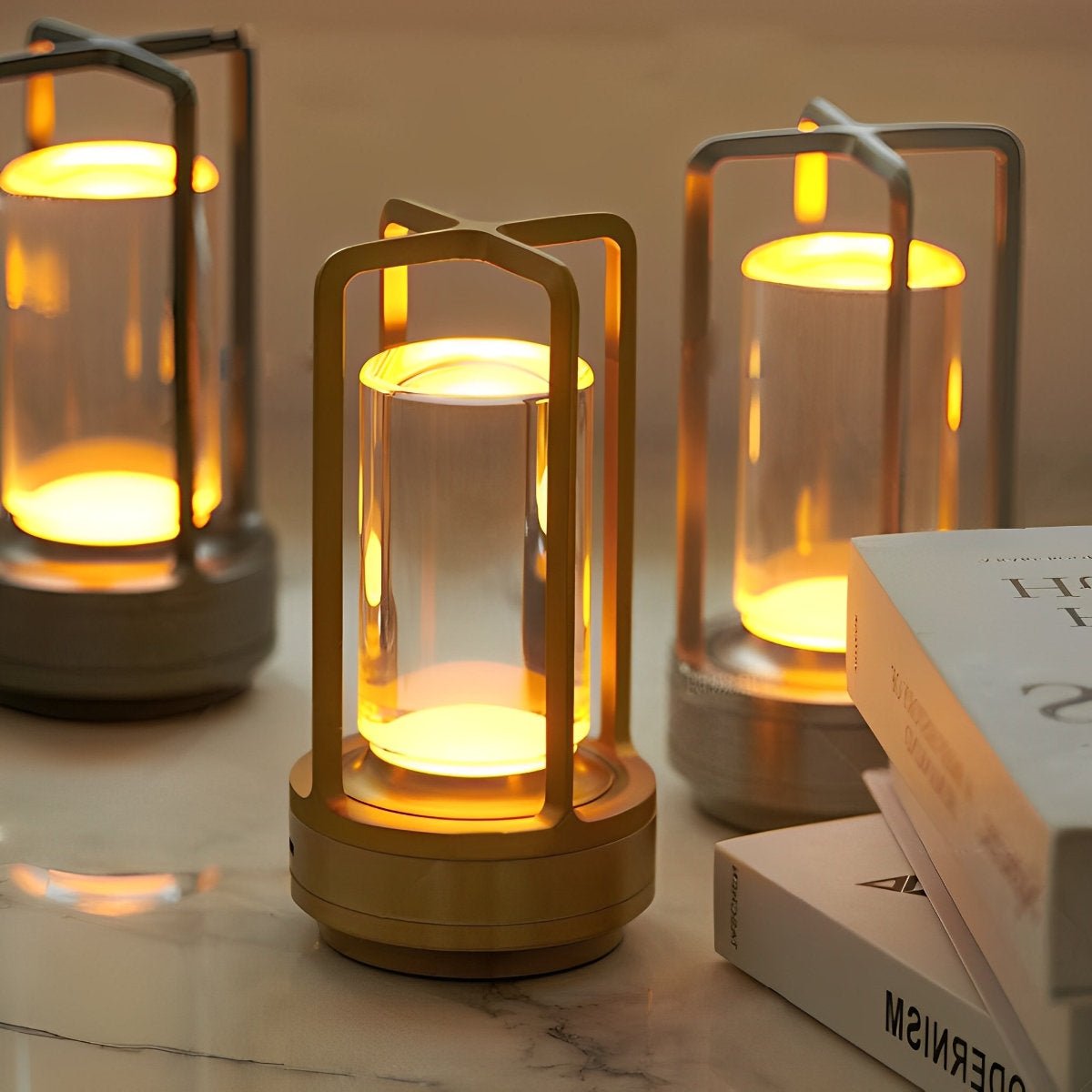 Portable Cordless Lantern Table Lamp with USB Rechargeable Touch Dimming for Nighttime Use & Outdoor Activities