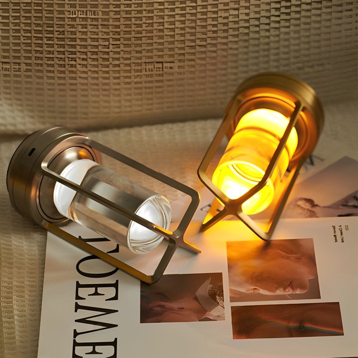 Portable Cordless Lantern Table Lamp with USB Rechargeable Touch Dimming for Nighttime Use & Outdoor Activities