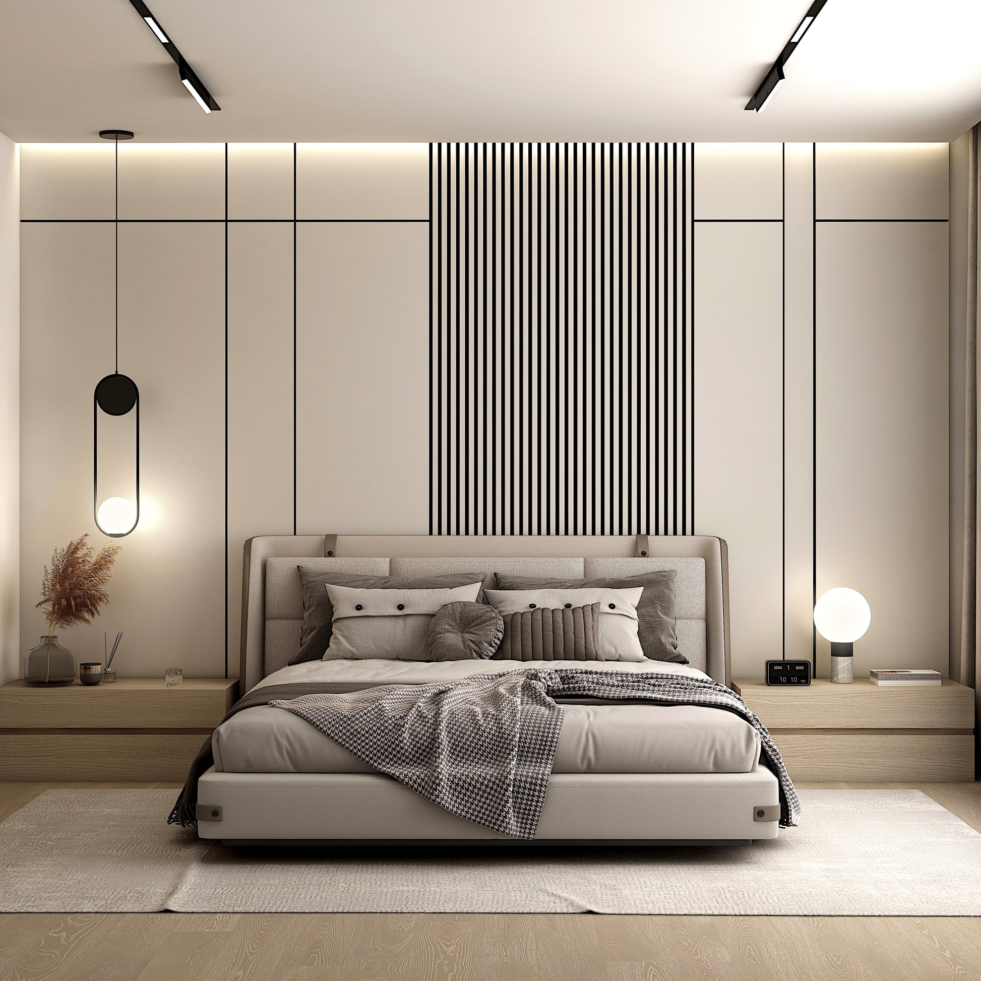 Black Wood Slat Wall Panel - Acoustic Accent Wall Panels for TV or Living Room, Modern Decorative Ideas