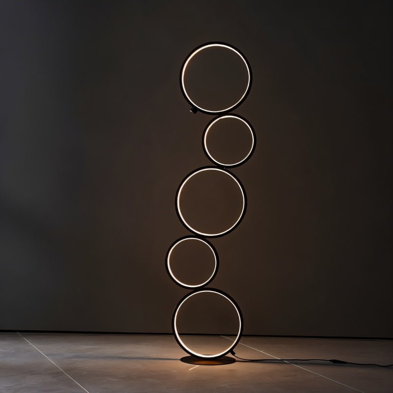 LED Ring Stack Floor Lamp - Modern Adjustable Lighting for Living Room & Bedroom Decor