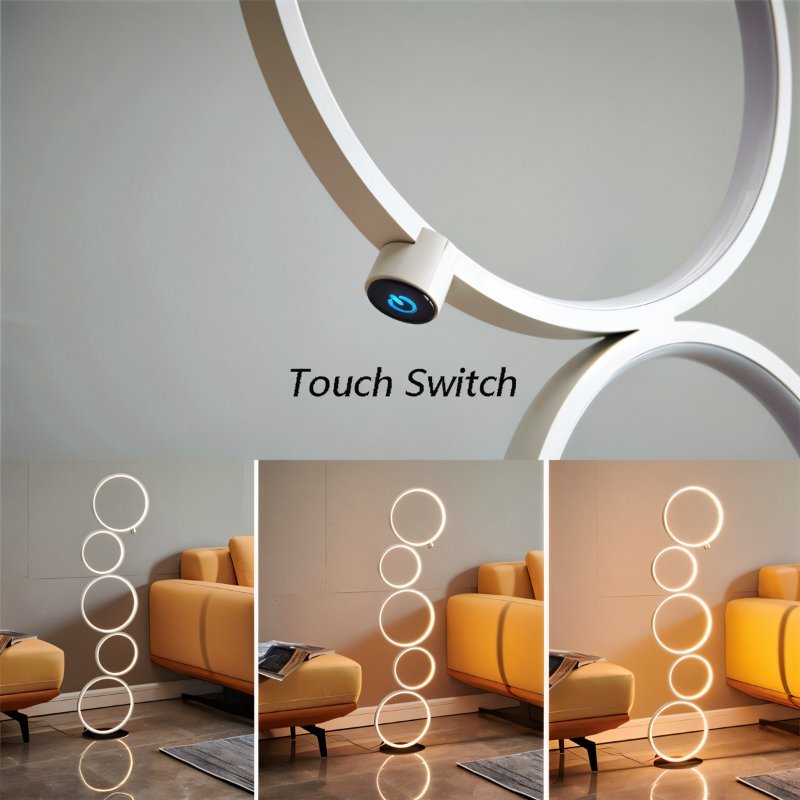 LED Ring Stack Floor Lamp - Modern Adjustable Lighting for Living Room & Bedroom Decor