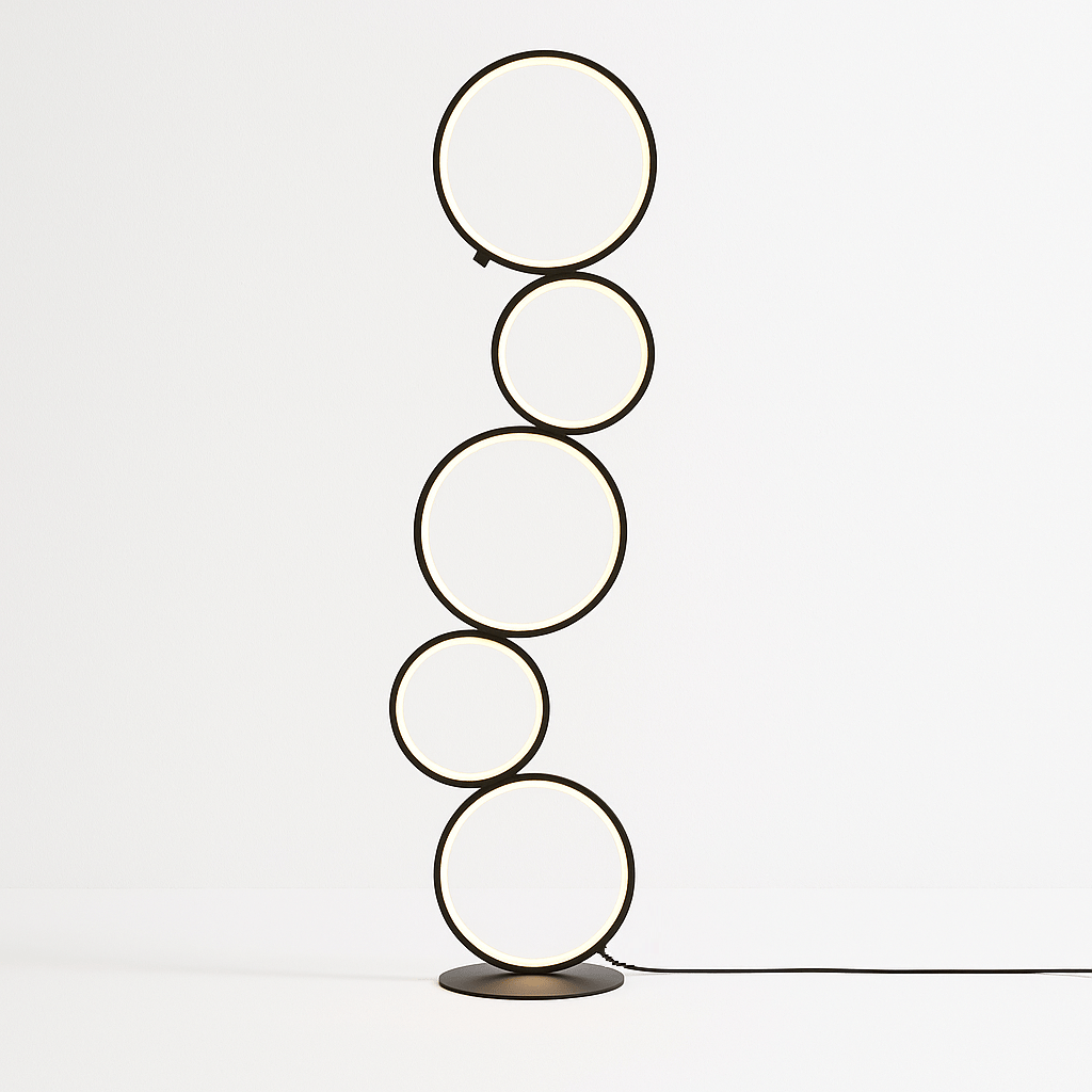 LED Ring Stack Floor Lamp - Modern Adjustable Lighting for Living Room & Bedroom Decor