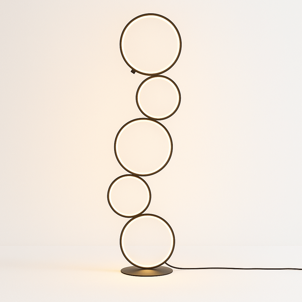 LED Ring Stack Floor Lamp - Modern Adjustable Lighting for Living Room & Bedroom Decor