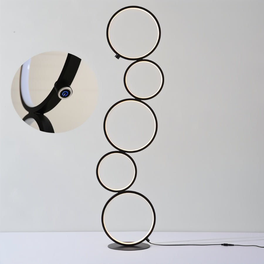 LED Ring Stack Floor Lamp - Modern Adjustable Lighting for Living Room & Bedroom Decor