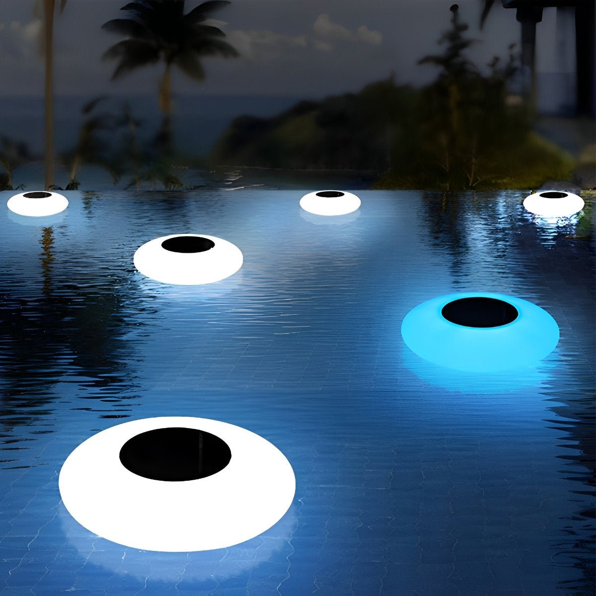 RGB LED Waterproof Solar Floating Pool Lights - Round Colorful Outdoor Pond Lamps for Garden, Patio & Pool Decor