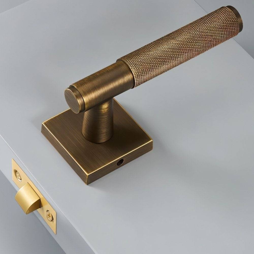 Brass Door Handle with Modern Design for Interior and Exterior Doors