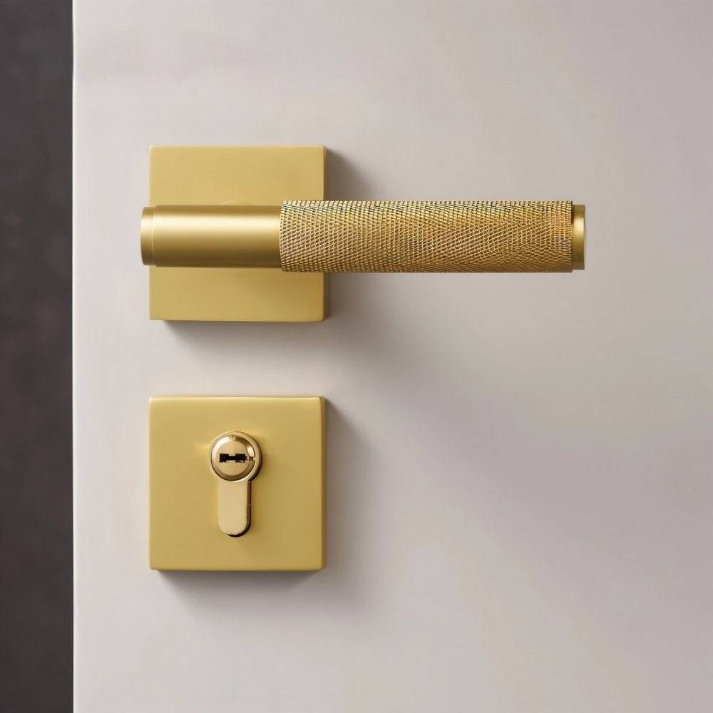 Brass Door Handle with Modern Design for Interior and Exterior Doors