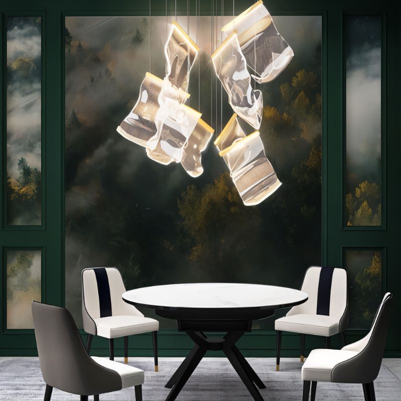 LED Rectangle Chandelier Ceiling Light Fixture for Dining Room & Living Room Lighting