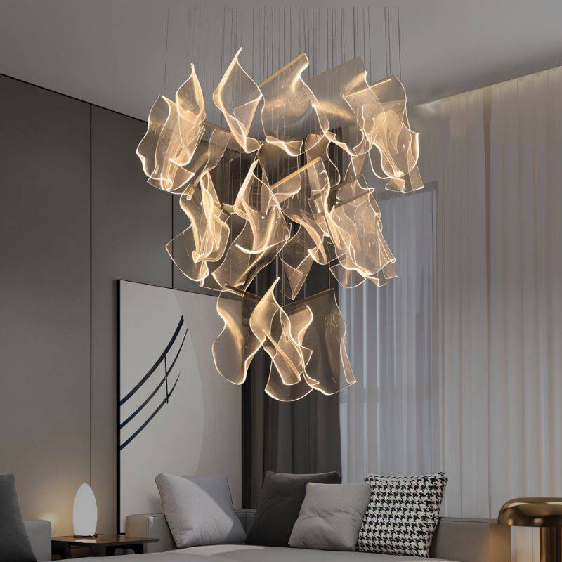 LED Round Ceiling Mount Chandelier - Modern Fixture for Dining Room & Living Room Lighting