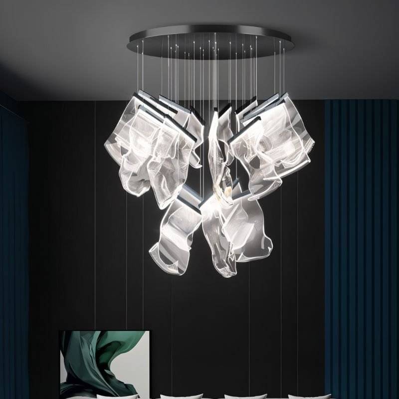 LED Round Ceiling Mount Chandelier - Modern Fixture for Dining Room & Living Room Lighting