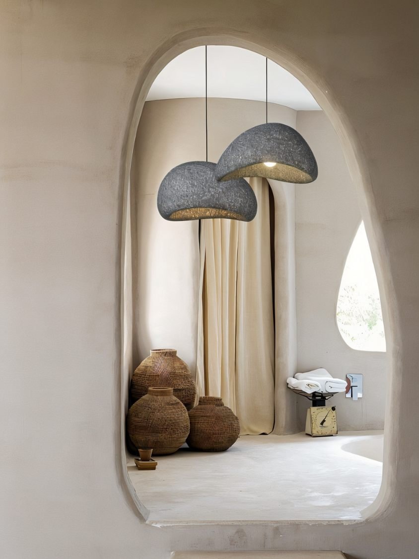 Shibui Sand Pendant Light - Modern Hanging Fixture with Natural Finish for Dining Room & Living Room