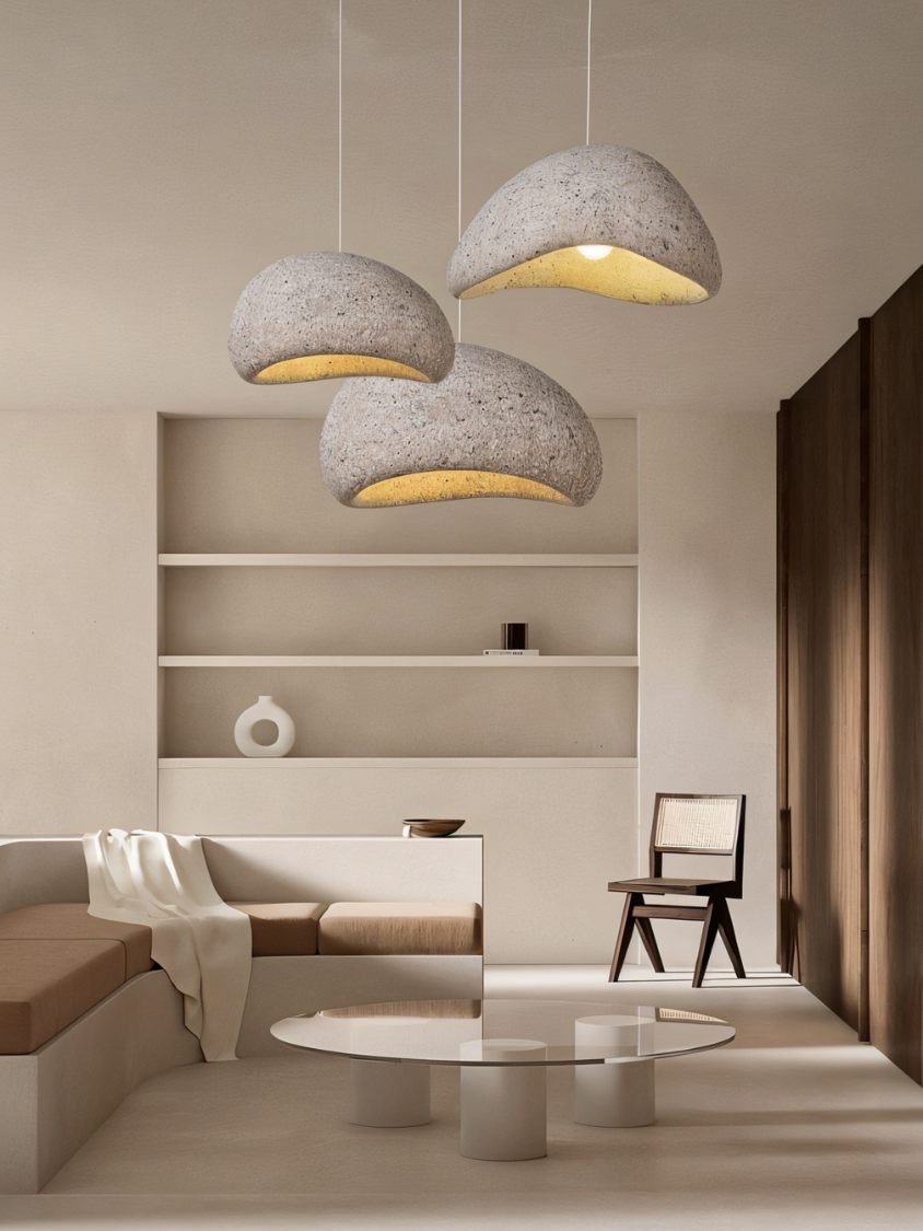 Shibui Sand Pendant Light - Modern Hanging Fixture with Natural Finish for Dining Room & Living Room
