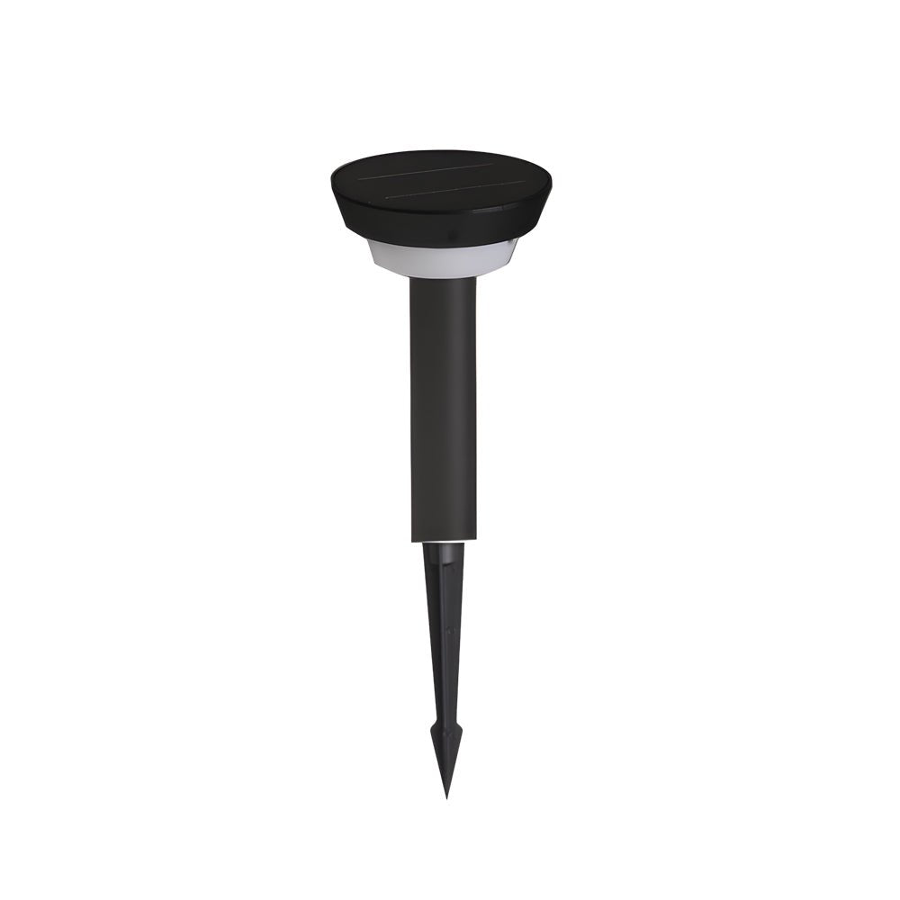 LED Solar Path Light - Modern Black Cylinder Design with Adjustable Spike & Base for Outdoor Walkways & Gardens
