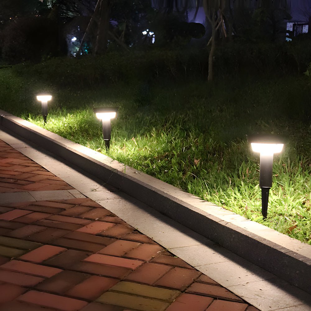 LED Solar Path Light - Modern Black Cylinder Design with Adjustable Spike & Base for Outdoor Walkways & Gardens