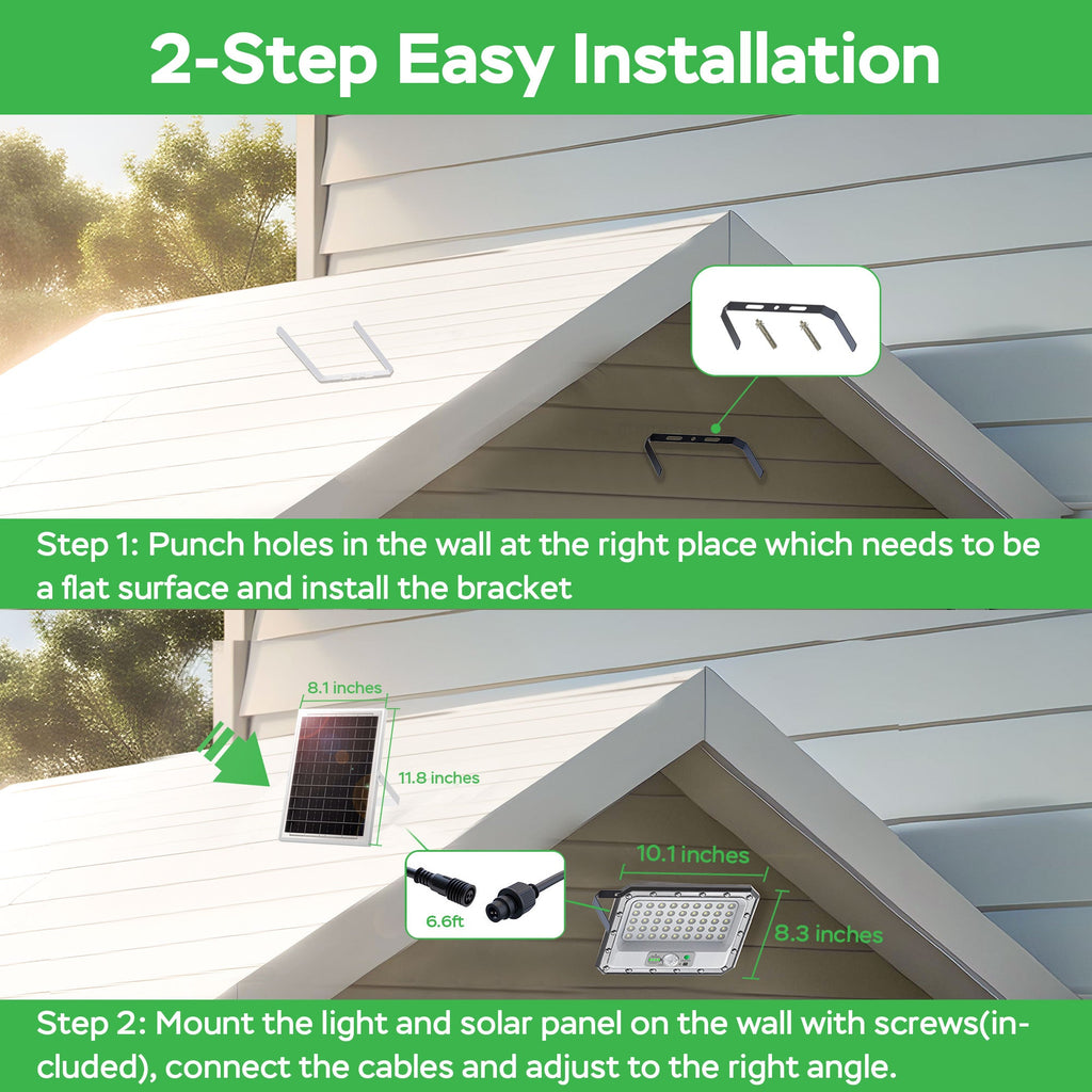 Solar Flood Light with Motion Sensor & Remote – 2250LM 6500K Waterproof Outdoor Security Lamp, 12500mAh Battery, Dusk to Dawn Lighting