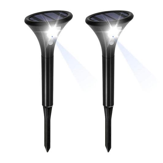 Solar Pathway Lights - Motion Activated LED Outdoor Lighting - 2 Pack - Warm & Cool White Options for Garden & Walkway Illumination