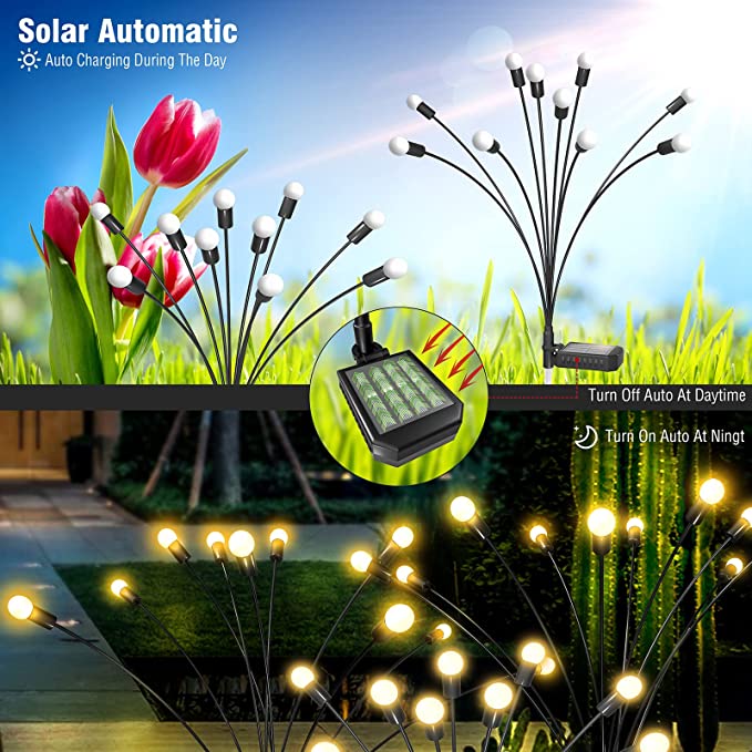 Solar Swaying Garden Lights with Color-Changing LED for Outdoor Pathway & Landscape Decoration