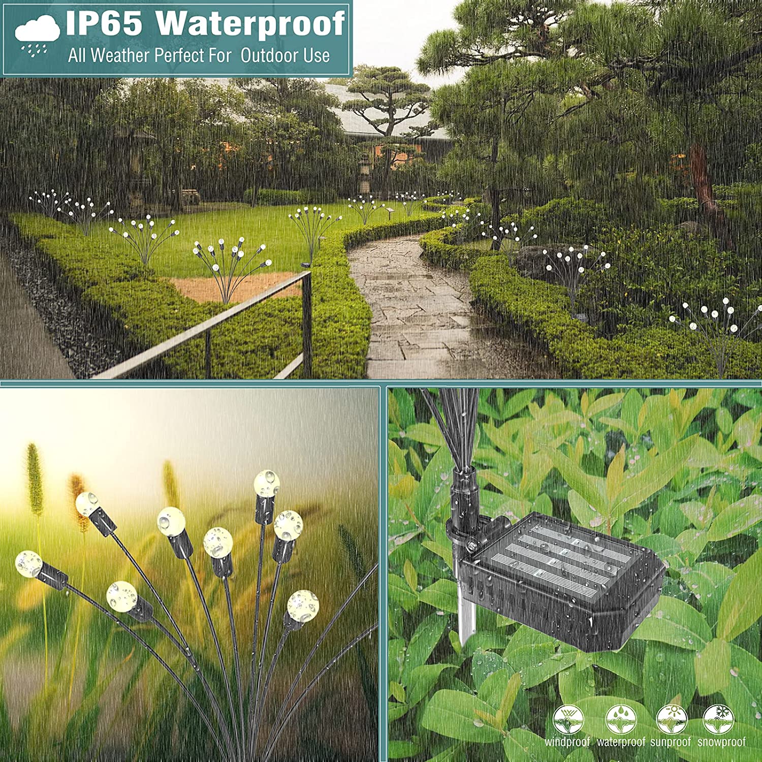 Solar Swaying Garden Lights with Color-Changing LED for Outdoor Pathway & Landscape Decoration