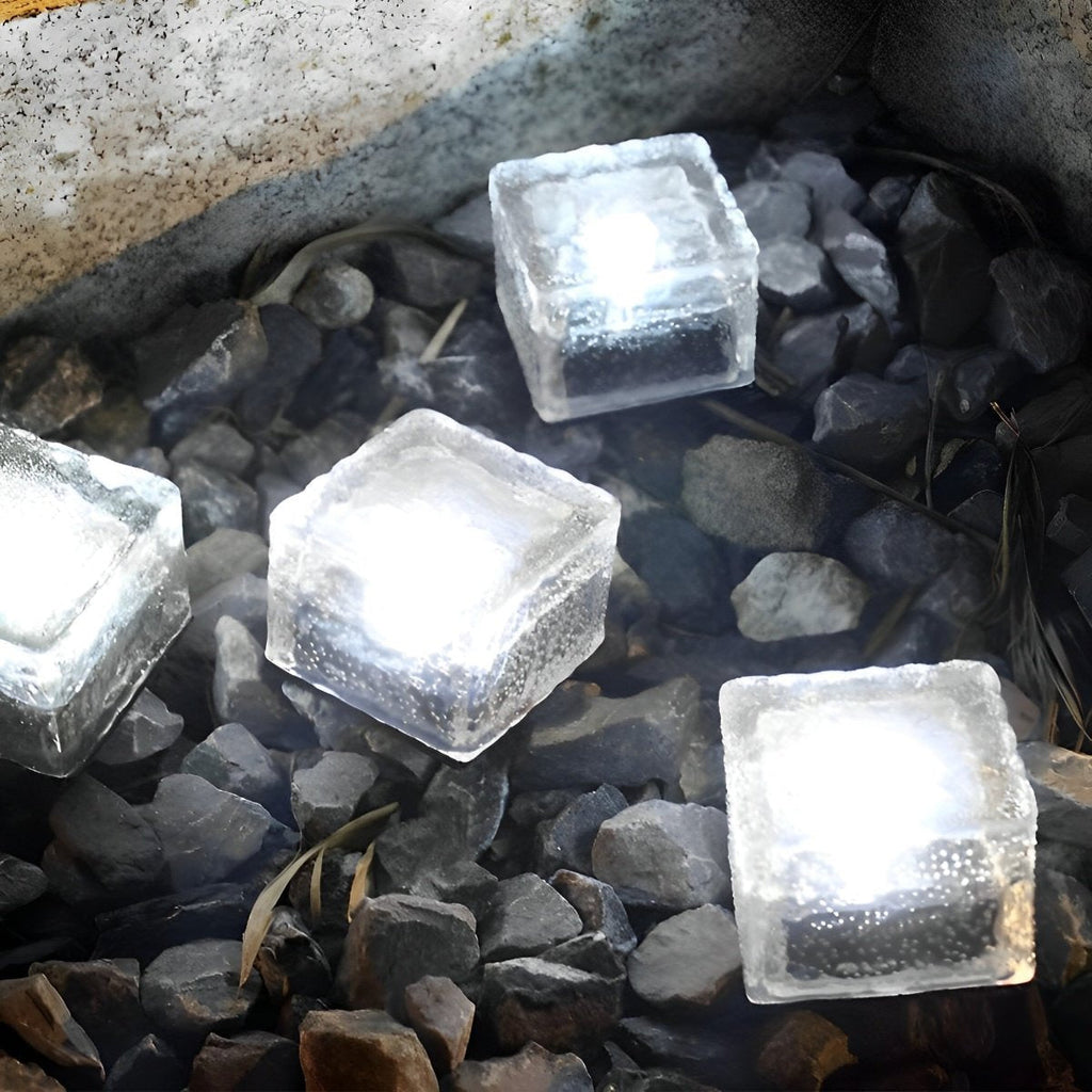 Solar LED Ice Brick Lights – Waterproof Smart Outdoor Lawn, Garden & Walkway Lighting, Warm White, Blue & Green Color Options
