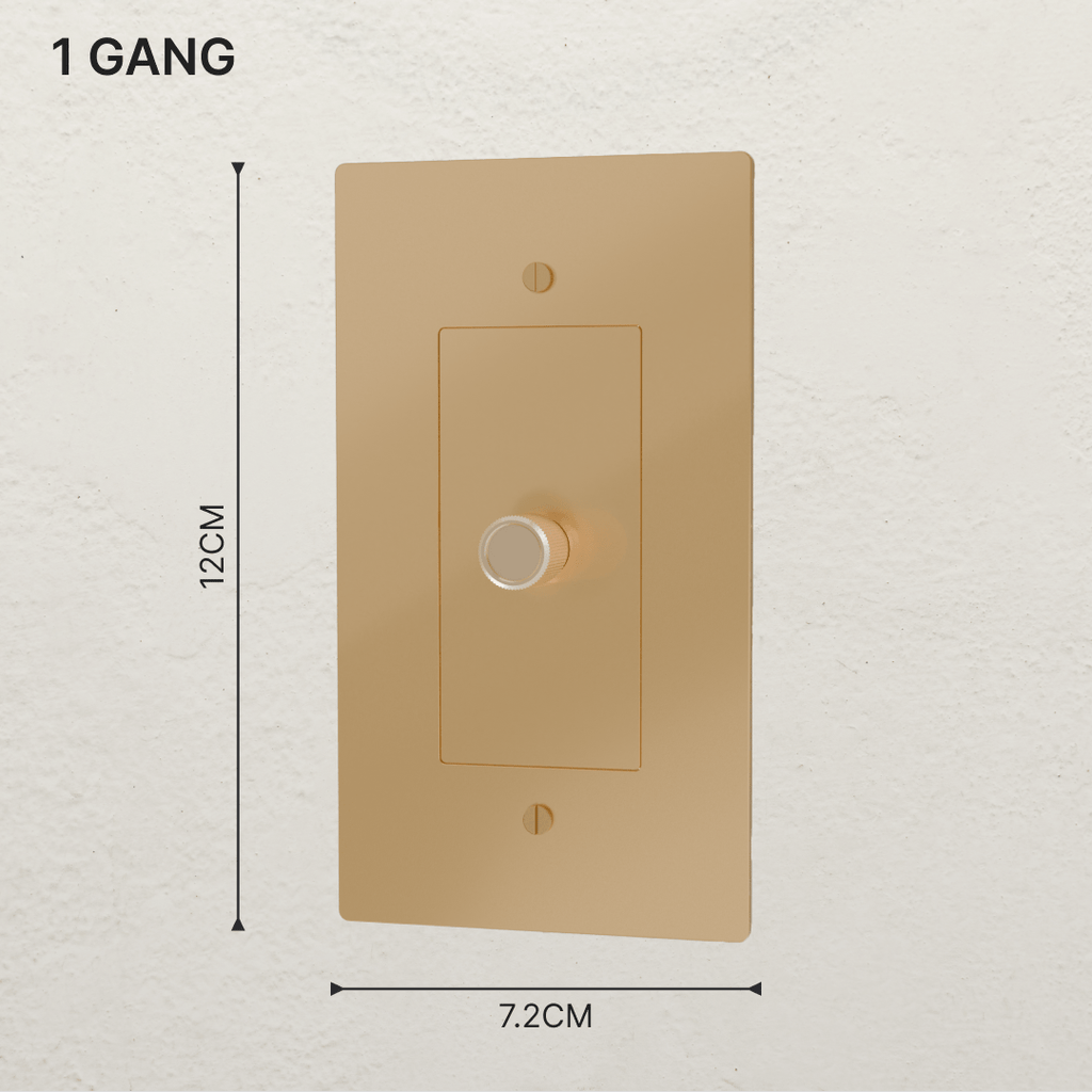 Brass 3-Way Rotary Dimmer Switch | UL Certified, Push To Turn & Twist Dimming for LED Lighting Systems