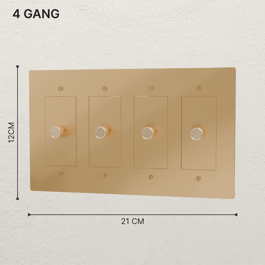 Brass 3-Way Rotary Dimmer Switch | UL Certified, Push To Turn & Twist Dimming for LED Lighting Systems