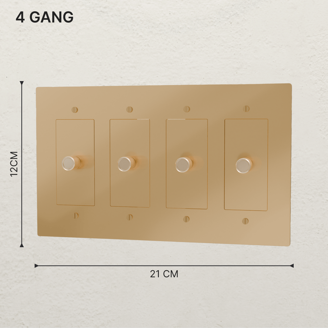 Brass 3-Way Rotary Dimmer Switch | UL Certified, Push To Turn & Twist Dimming for LED Lighting Systems