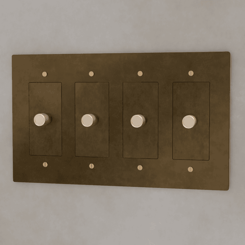Brass 3-Way Rotary Dimmer Switch | UL Certified, Push To Turn & Twist Dimming for LED Lighting Systems