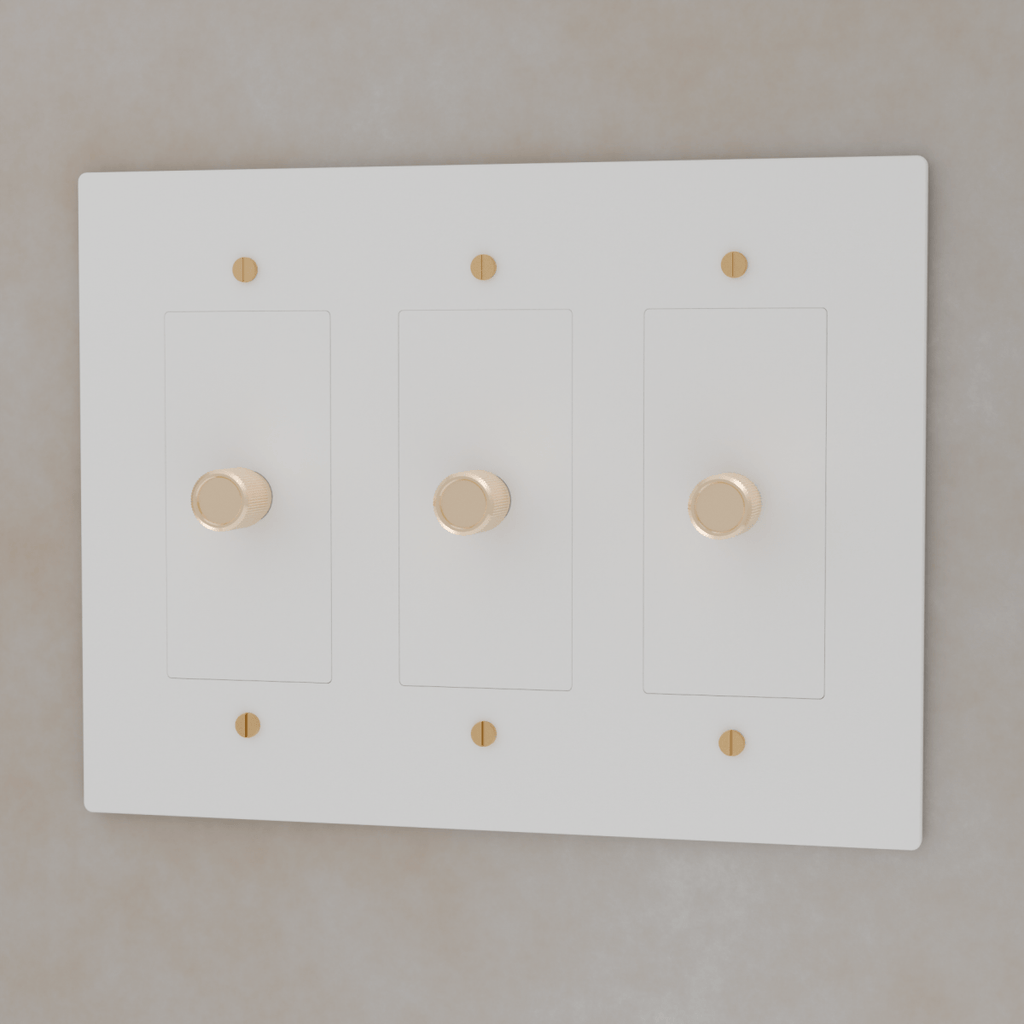 Brass 3-Way Rotary Dimmer Switch | UL Certified, Push To Turn & Twist Dimming for LED Lighting Systems