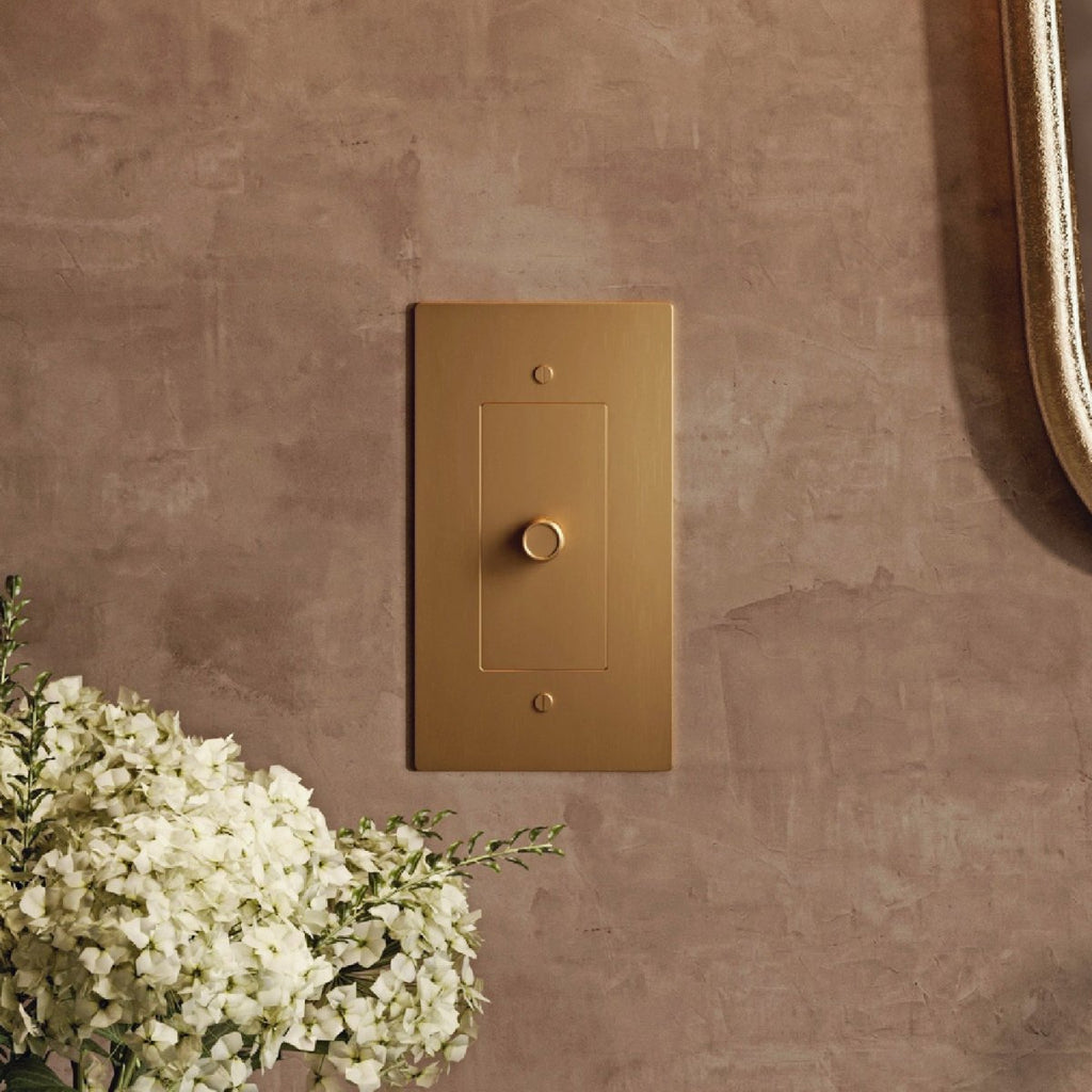 Brass 3-Way Rotary Dimmer Switch | UL Certified, Push To Turn & Twist Dimming for LED Lighting Systems