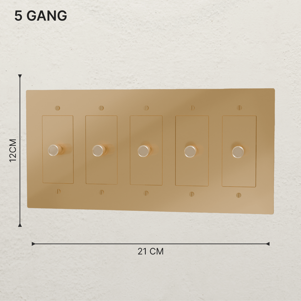Brass 3-Way Rotary Dimmer Switch | UL Certified, Push To Turn & Twist Dimming for LED Lighting Systems