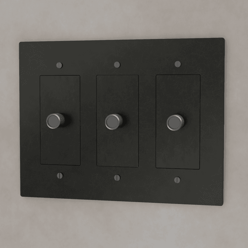Brass 3-Way Rotary Dimmer Switch | UL Certified, Push To Turn & Twist Dimming for LED Lighting Systems