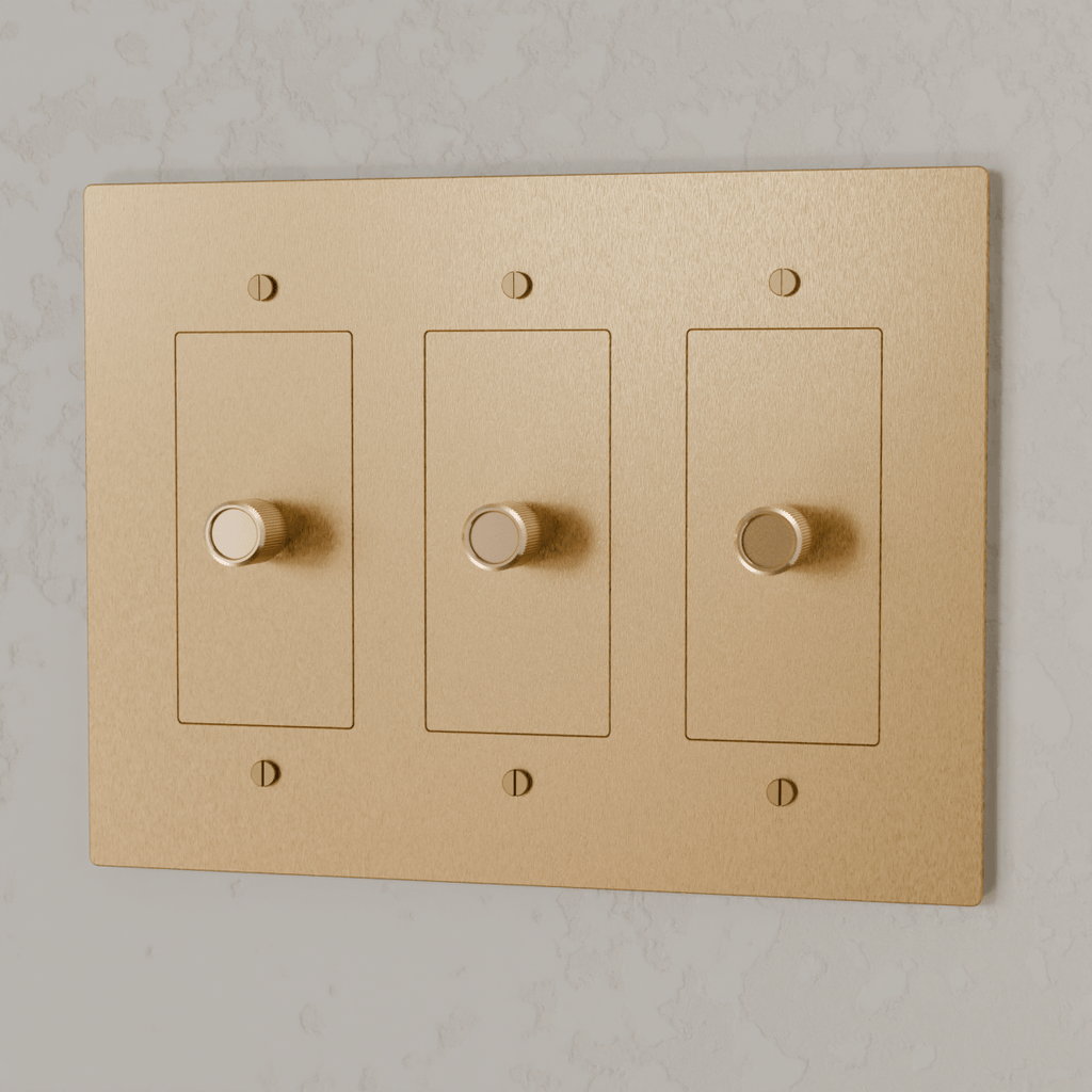 Brass 3-Way Rotary Dimmer Switch | UL Certified, Push To Turn & Twist Dimming for LED Lighting Systems