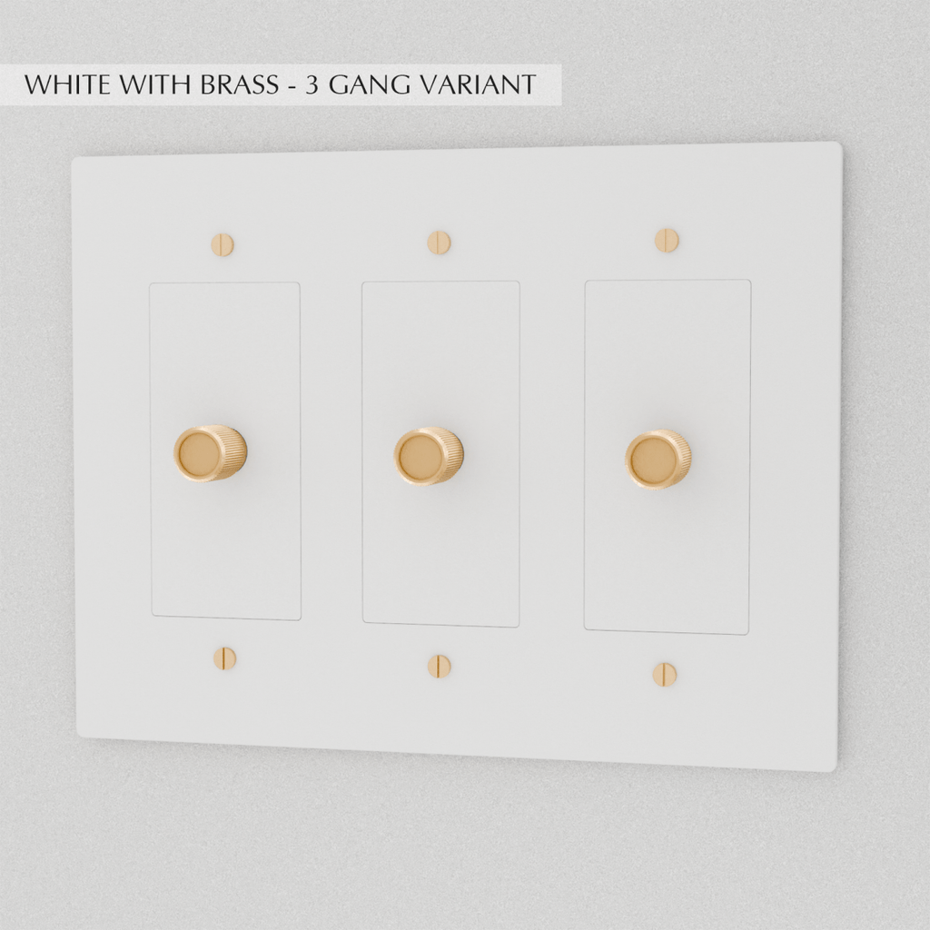 Solid Brass Dimmer Switch | Knurled Texture, Heavy-Set Weight & Compatible with LED/Incandescent Bulbs for Home Lighting