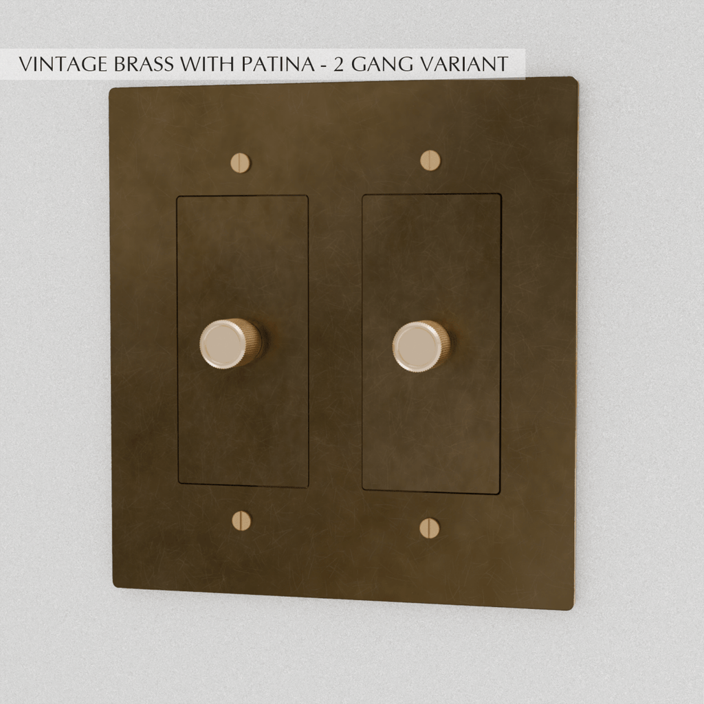 Solid Brass Dimmer Switch | Knurled Texture, Heavy-Set Weight & Compatible with LED/Incandescent Bulbs for Home Lighting