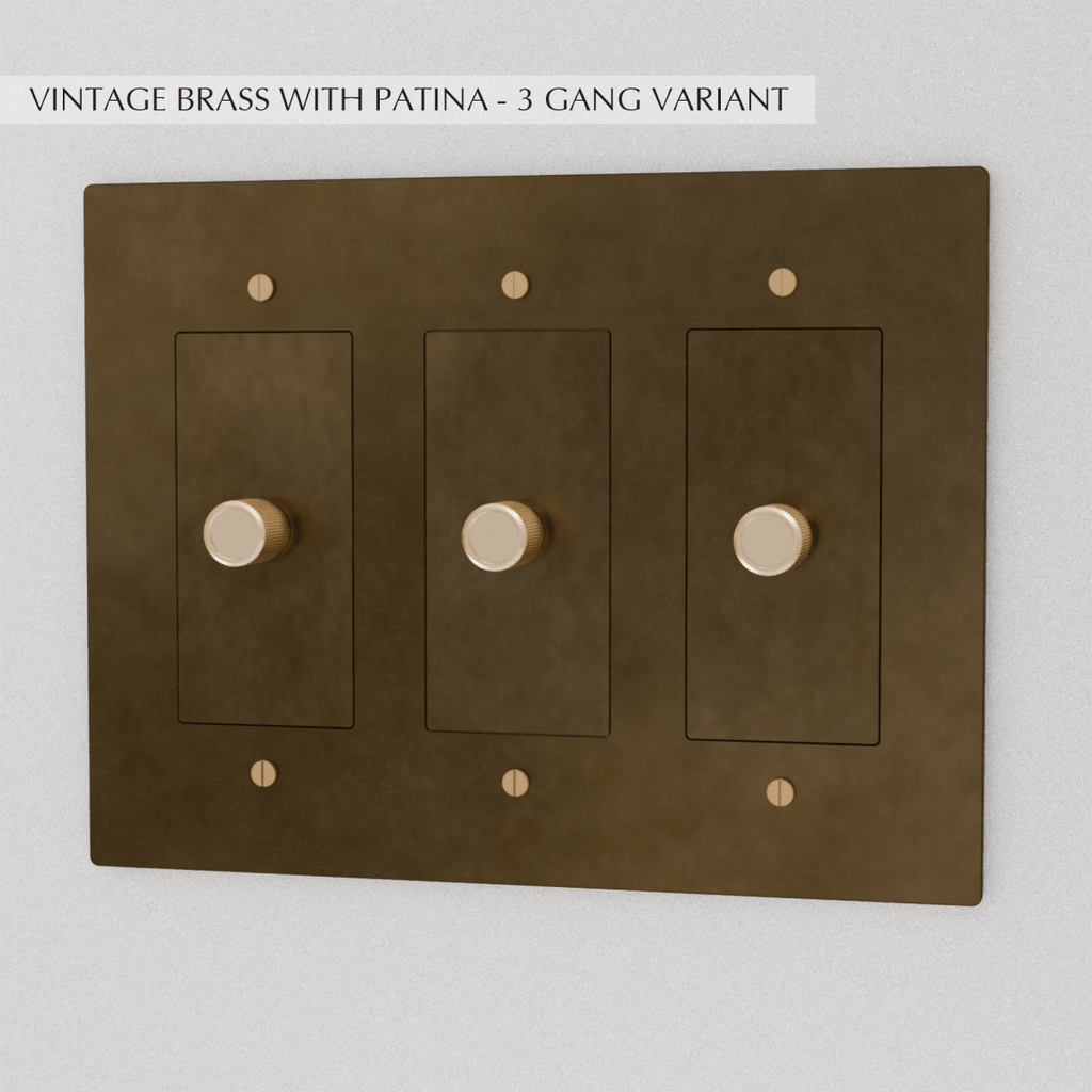 Solid Brass Dimmer Switch | Knurled Texture, Heavy-Set Weight & Compatible with LED/Incandescent Bulbs for Home Lighting
