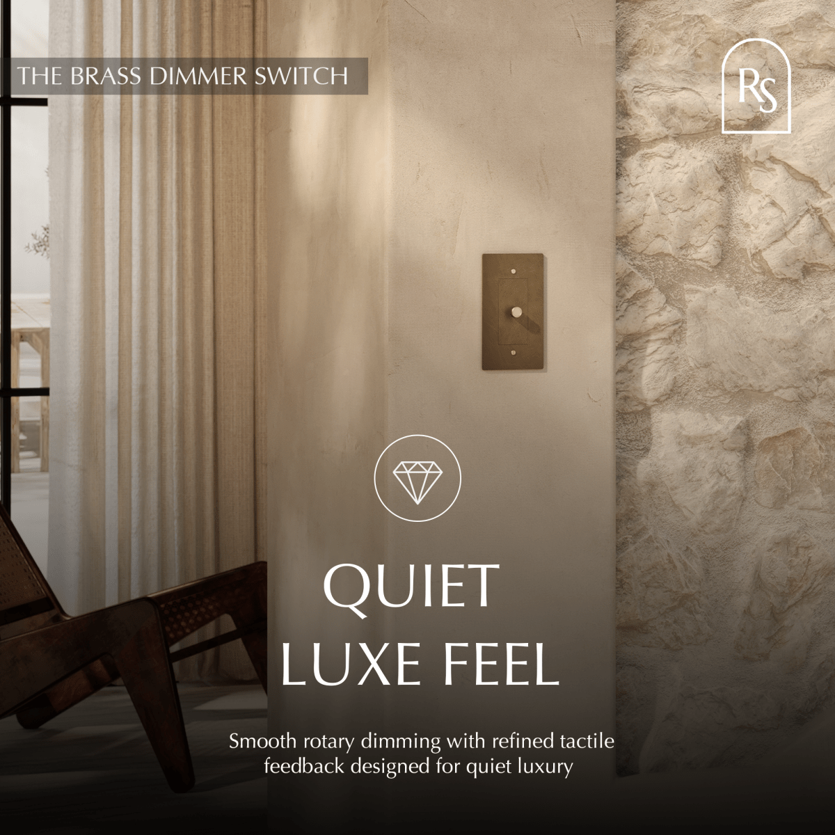 Solid Brass Dimmer Switch | Knurled Texture, Heavy-Set Weight & Compatible with LED/Incandescent Bulbs for Home Lighting