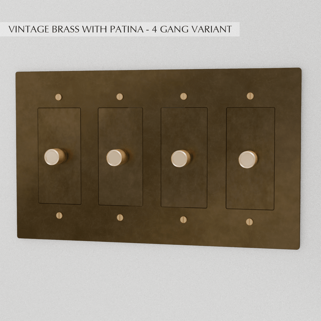 Solid Brass Dimmer Switch | Knurled Texture, Heavy-Set Weight & Compatible with LED/Incandescent Bulbs for Home Lighting
