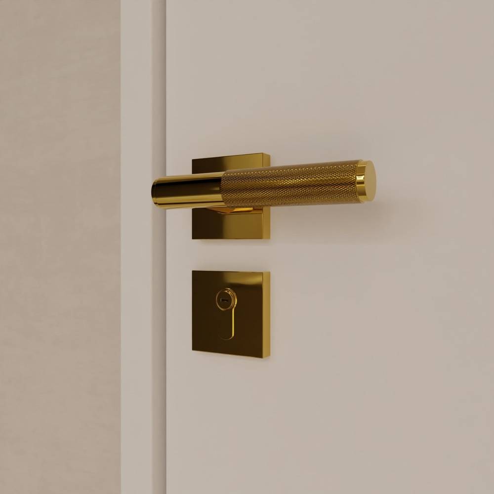 Brass Door Handle with Modern Design for Interior and Exterior Doors