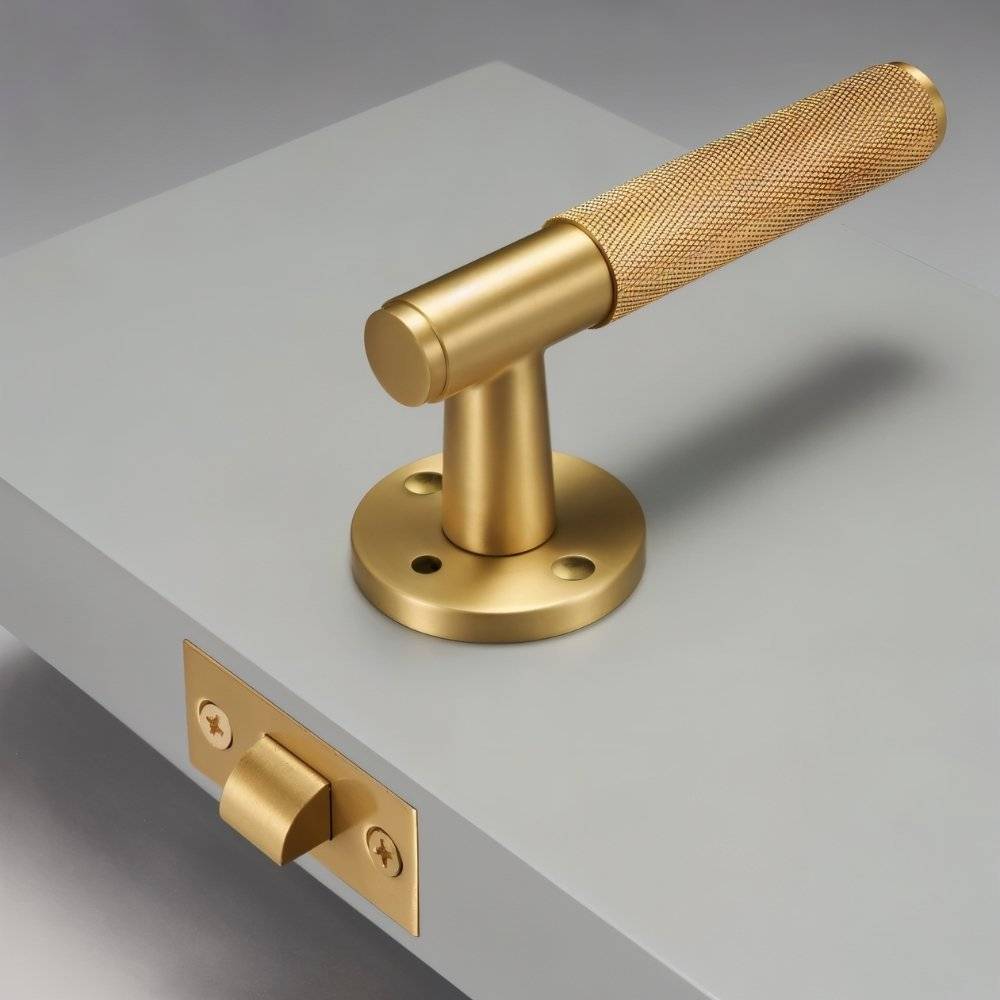 Brass Door Handle with Modern Design for Interior and Exterior Doors
