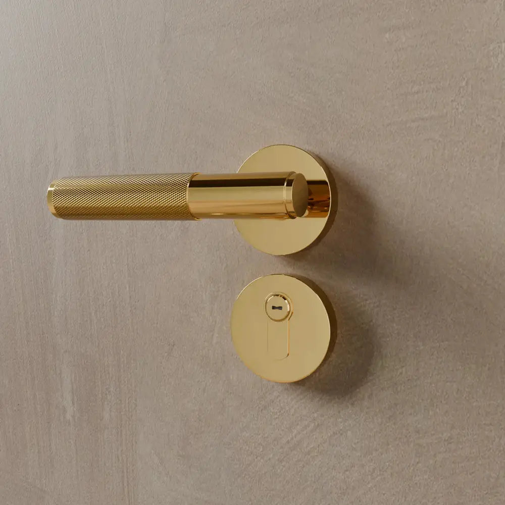 Brass Door Handle with Modern Design for Interior and Exterior Doors