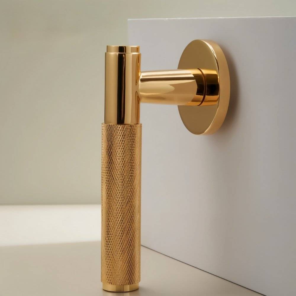 Brass Door Handle with Modern Design for Interior and Exterior Doors