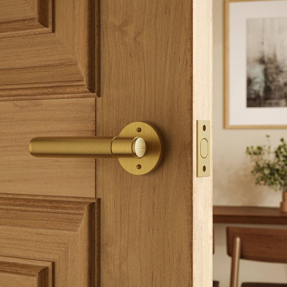 Brass Door Handle with Modern Design for Interior and Exterior Doors