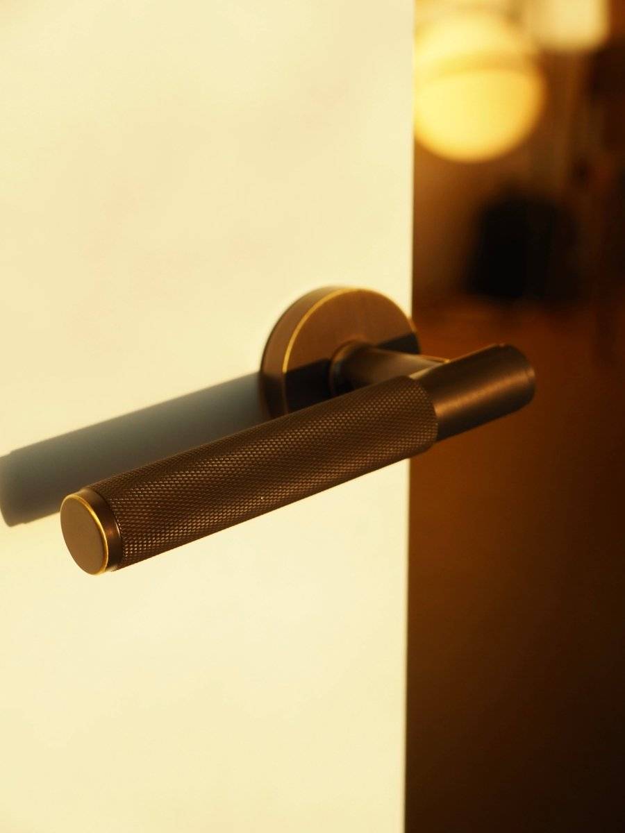 Brass Door Handle with Modern Design for Interior and Exterior Doors