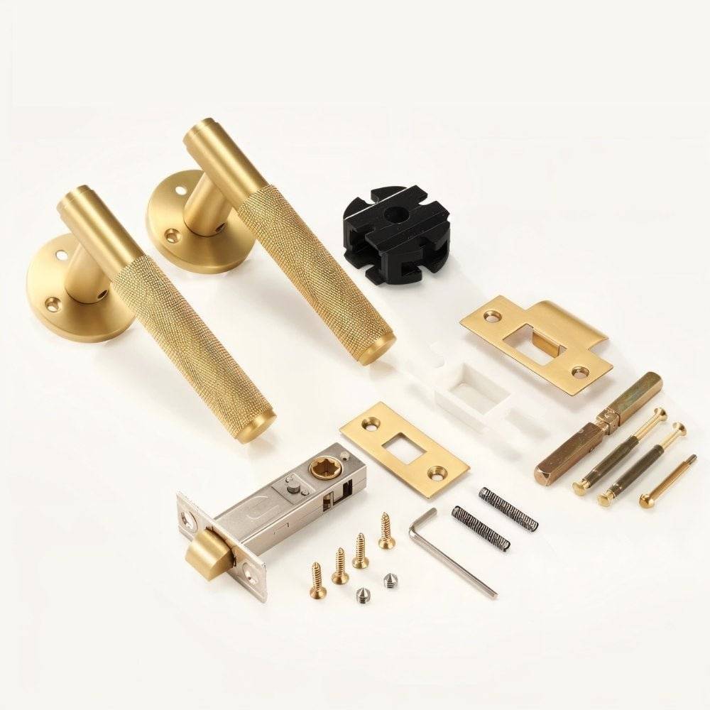 Brass Door Handle with Modern Design for Interior and Exterior Doors