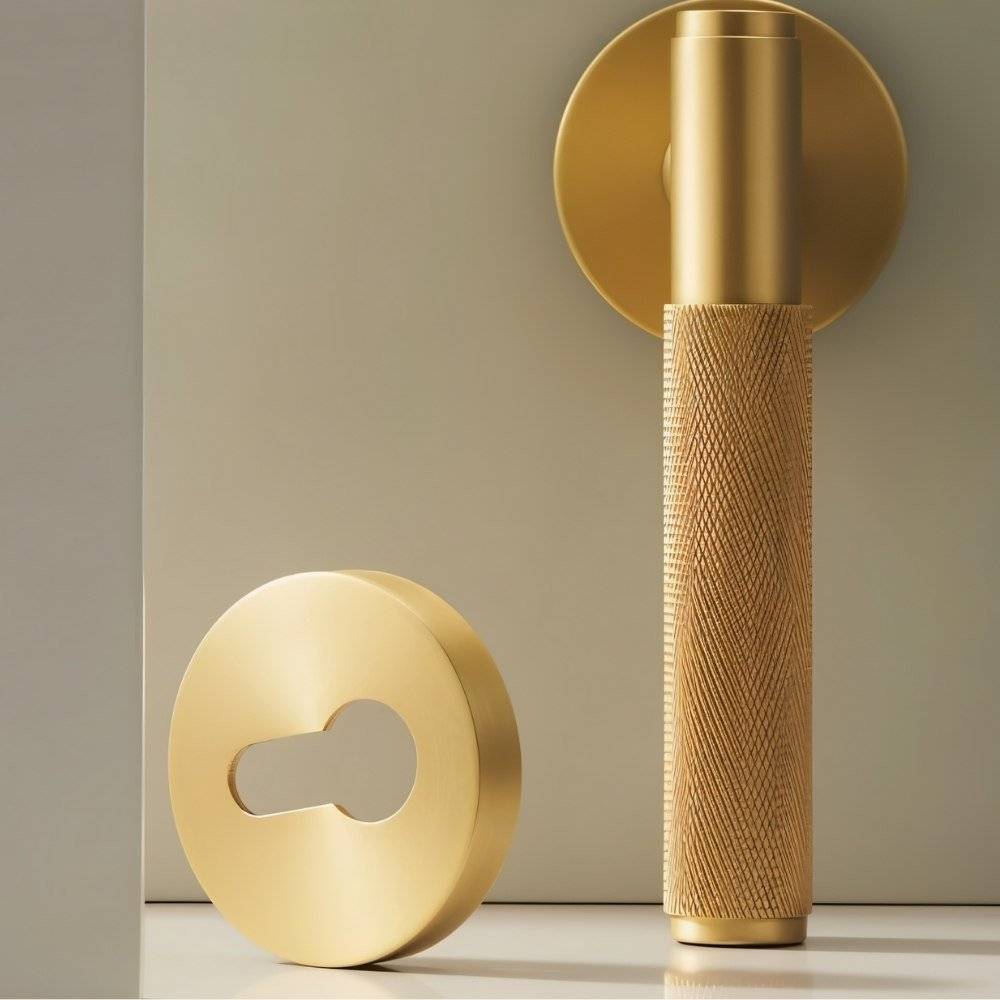 Brass Door Handle with Modern Design for Interior and Exterior Doors