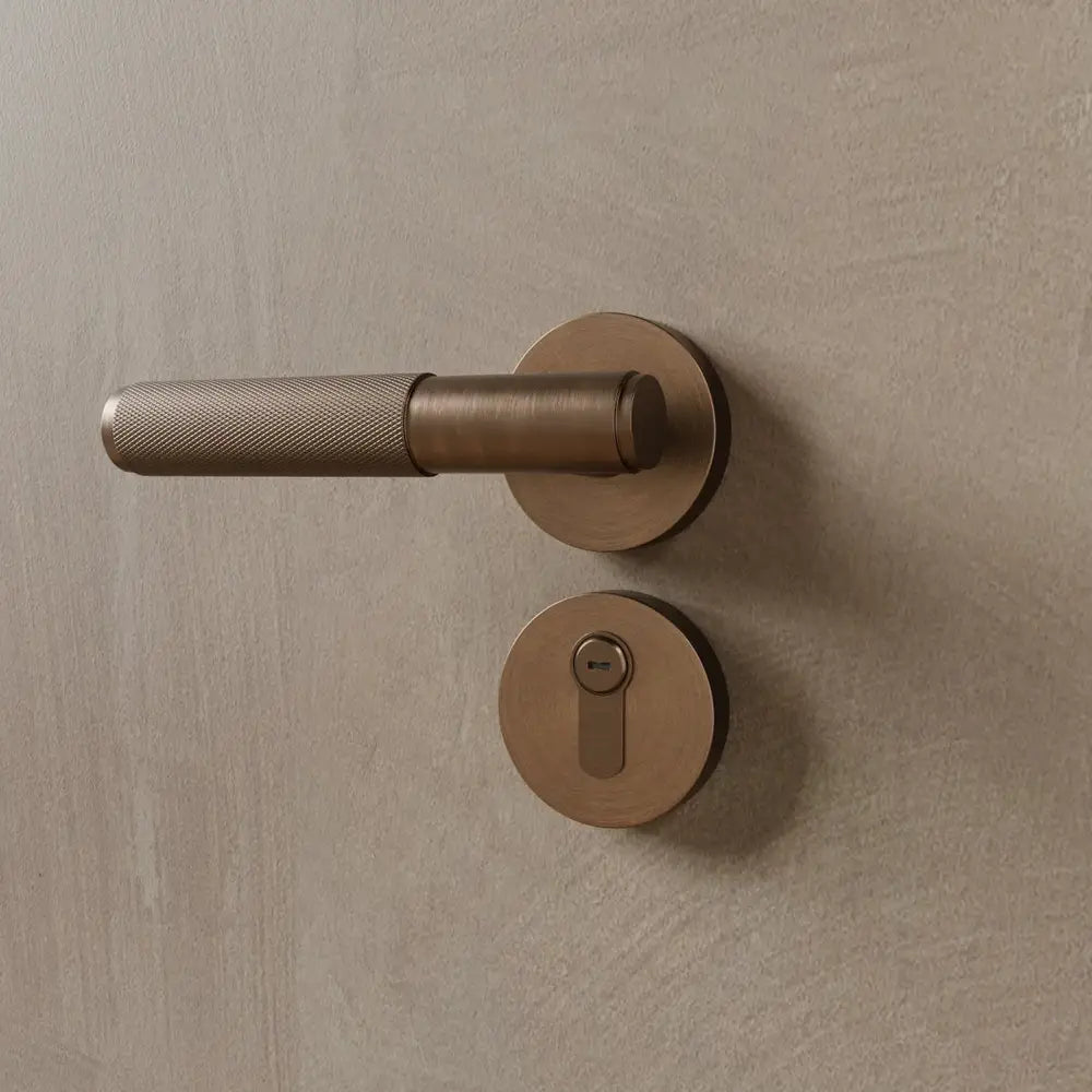 Brass Door Handle with Modern Design for Interior and Exterior Doors