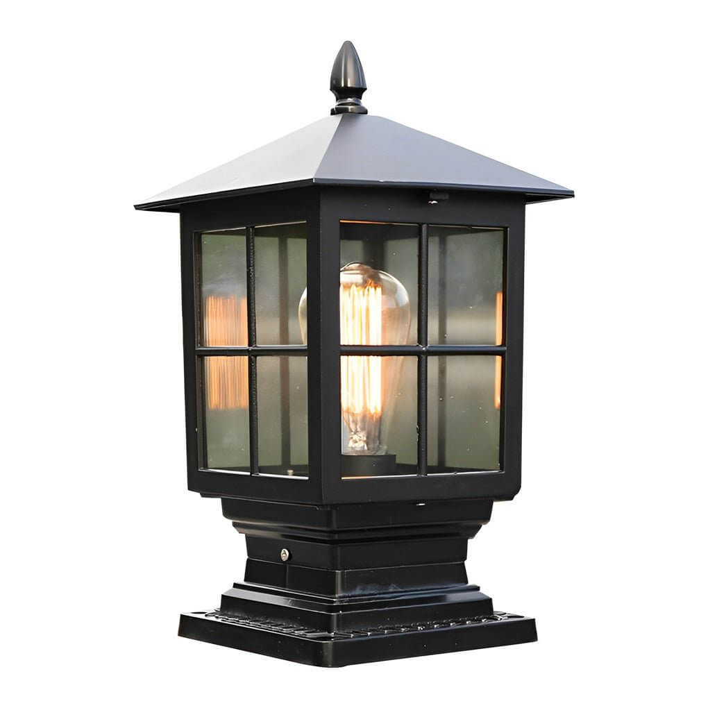 LED Solar Pillar Lights - Waterproof Black Square Design for Outdoor Garden & Patio Lighting
