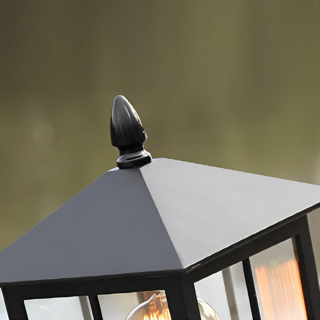 LED Solar Pillar Lights - Waterproof Black Square Design for Outdoor Garden & Patio Lighting