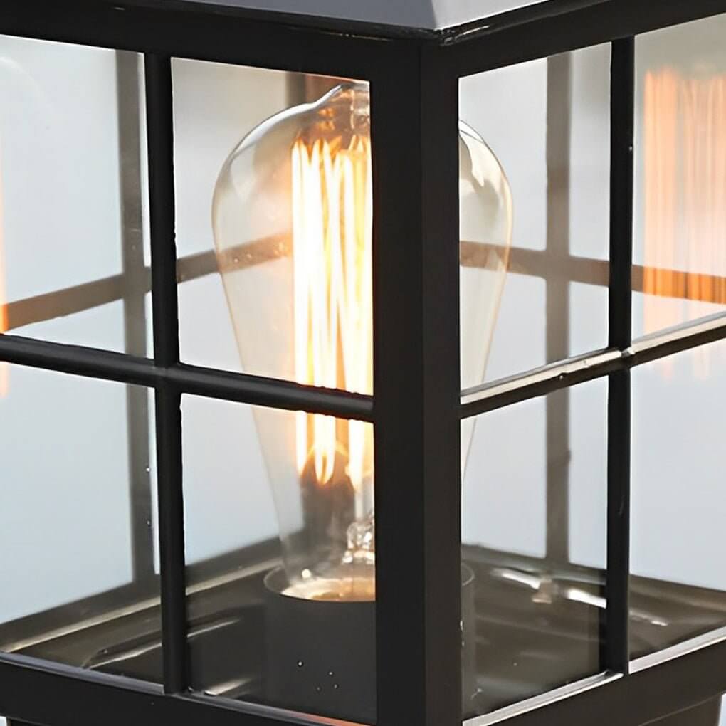 LED Solar Pillar Lights - Waterproof Black Square Design for Outdoor Garden & Patio Lighting