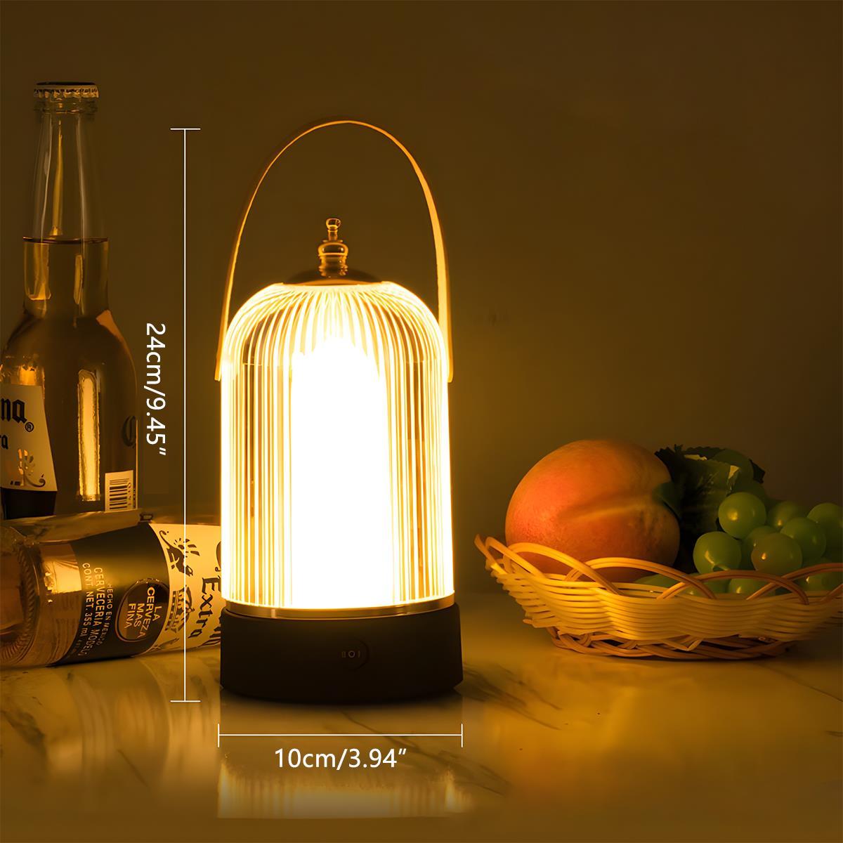 Rechargeable Vintage Dimmable Table Lamp with Adjustable Brightness for Home Decor & Ambient Lighting
